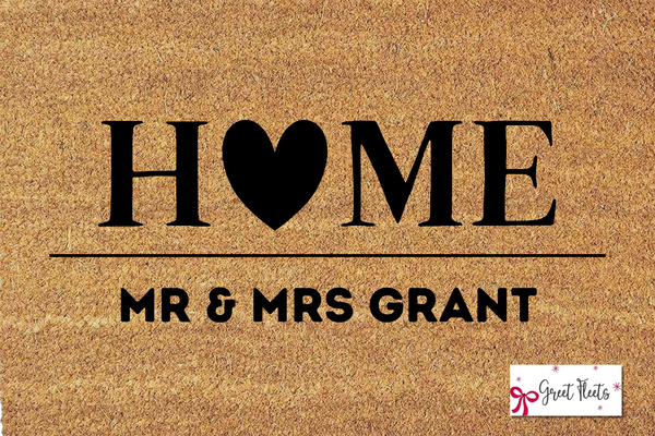 Custom Mr and Mrs welcome doormat for couples, personalized home entry mat